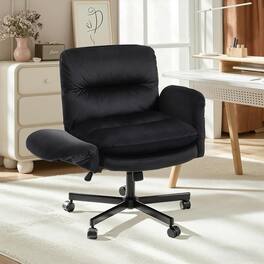 Bestier - Criss Cross Office Chair, Flip-Up Armrest Swivel Desk Chair with Wheel, Ergonomic Computer Chair for Study Makeup Gaming - Black