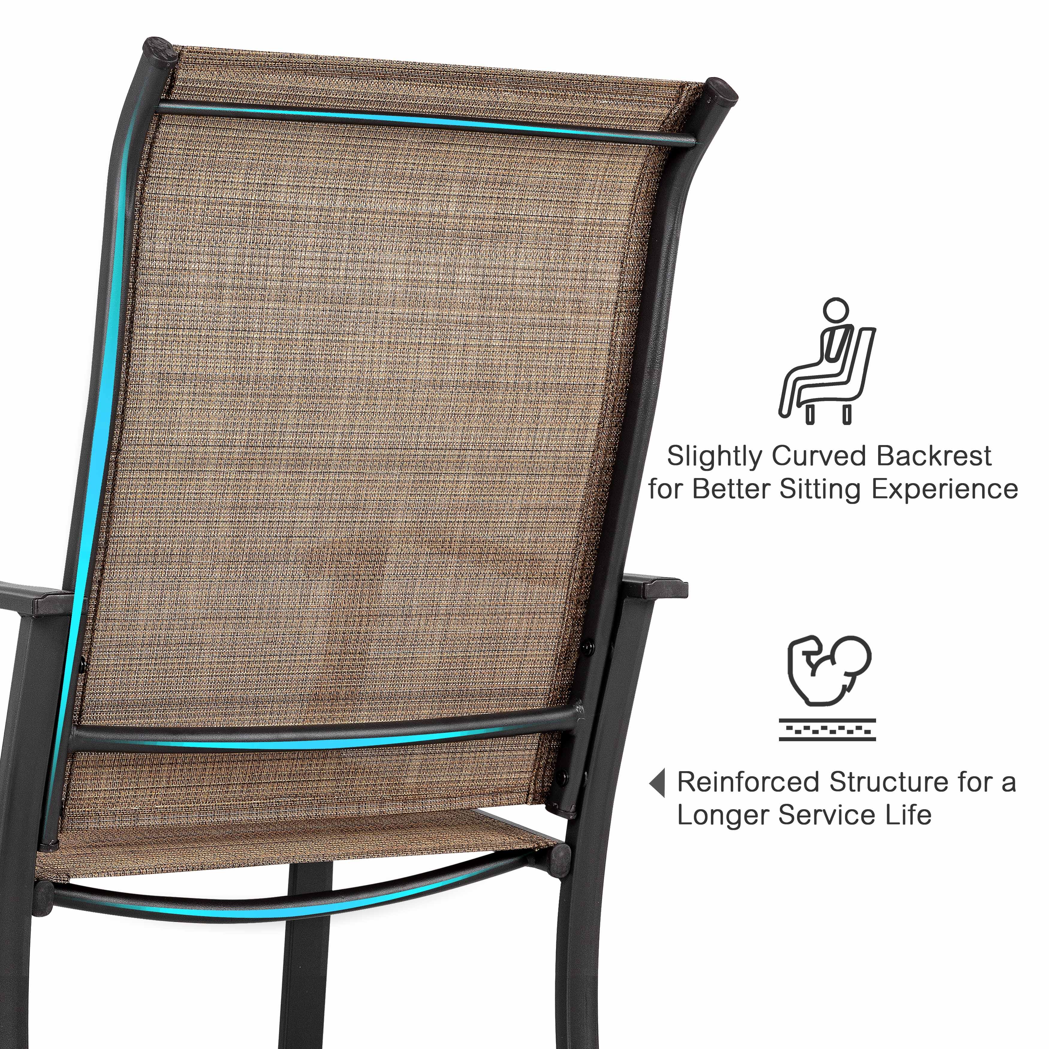 Slightly Curved Backrest for Better Sitting Experience  
Reinforced Structure for a Longer Service Life
