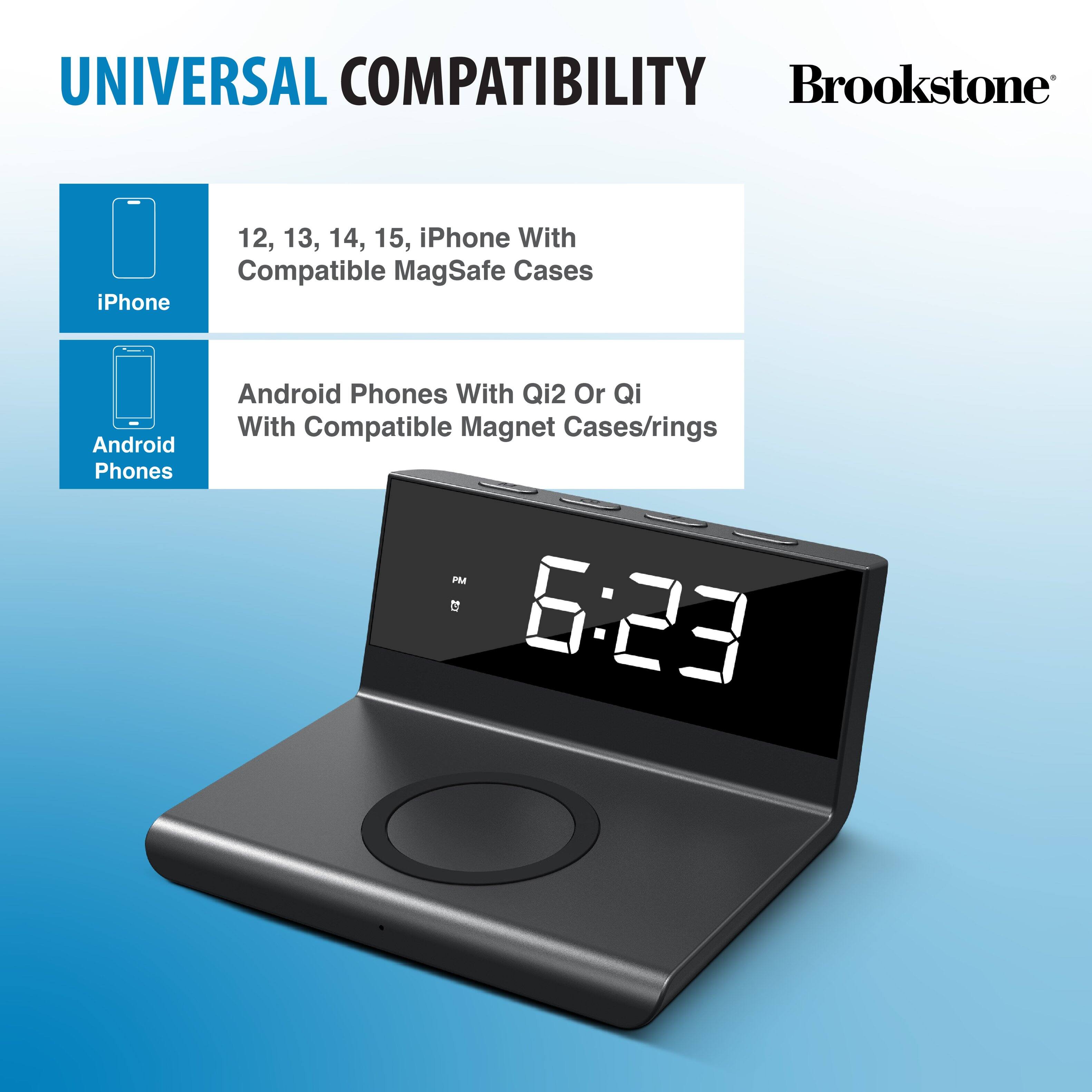 UNIVERSAL COMPATIBILITY Brookstone iPhone 12, 13, 14, 15, iPhone With Compatible MagSafe Cases Android Phones With Qi2 Or Qi With Compatible Magnet Cases/rings PM 6:23