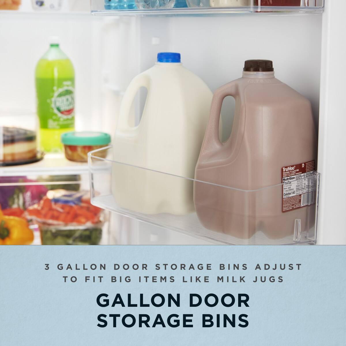 3 Gallon Door Storage Bins Adjust to Fit Big Items Like Milk Jugs

Gallon Door Storage Bins