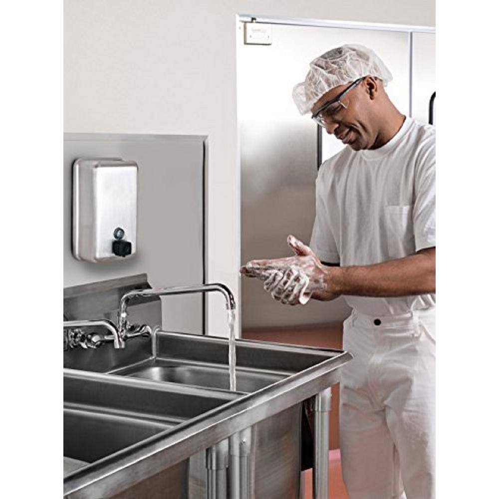 Alt View 1. Alpine Industries - 40 oz Vertical Manual Surface-Mounted Stainless Steel Liquid Soap Dispenser 2 Pack - Stainless Steel.
