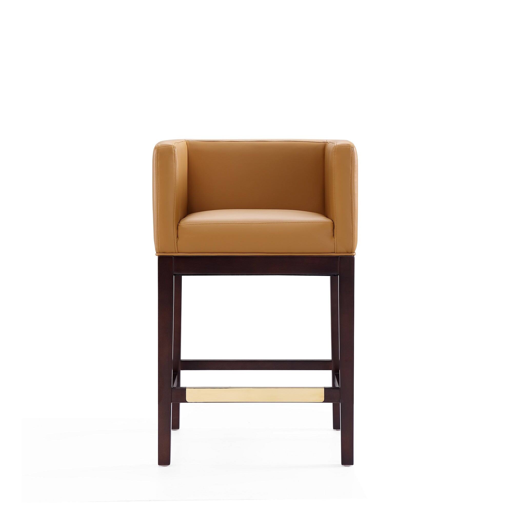 Back. Manhattan Comfort - Kingsley Mid-Century Modern Wood Upholstered Counter Stool - Camel.