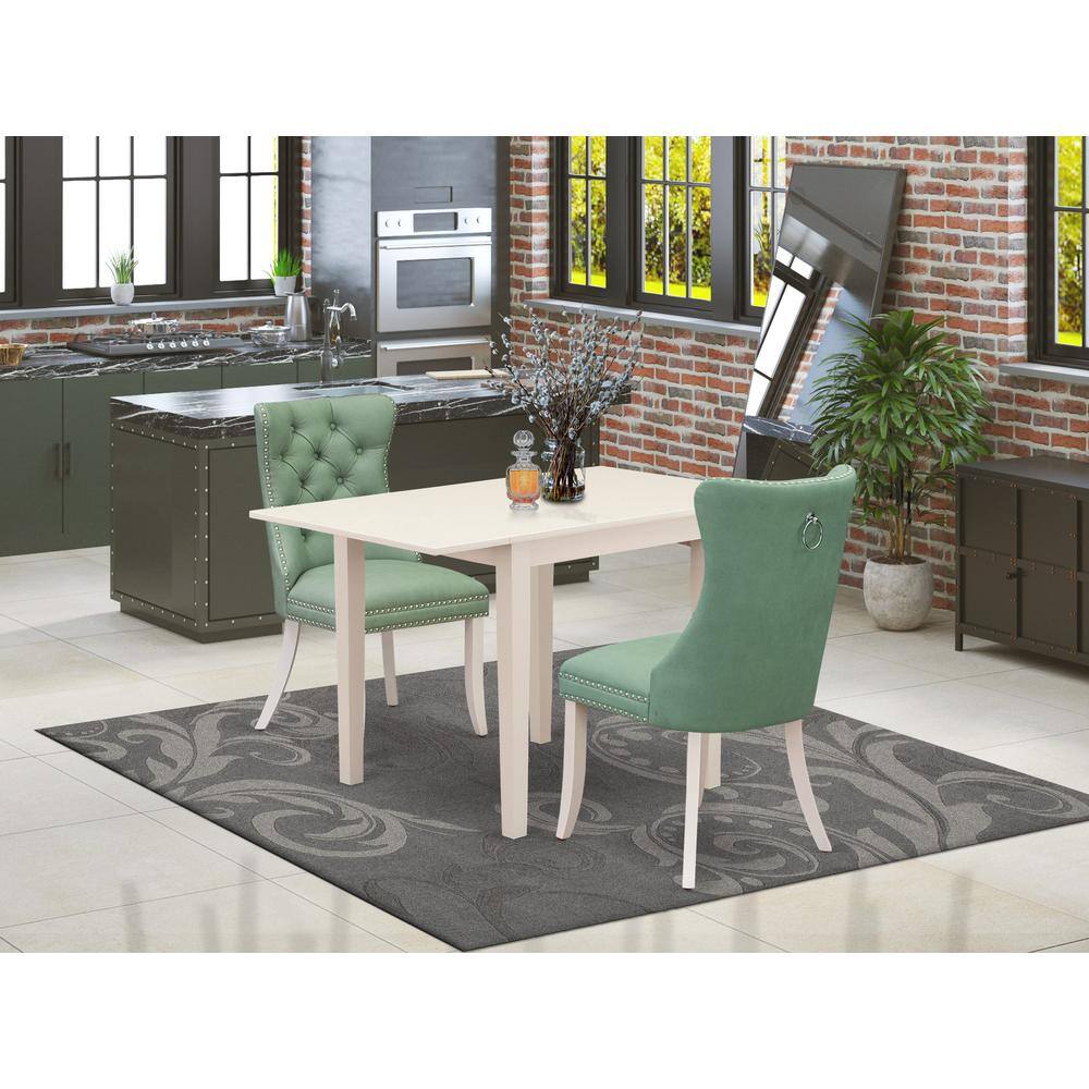 Alt View 3. East West Furniture - 3 Piece Dinette Set Consists of a Rectangle Dining Table with Dropleaf - White.