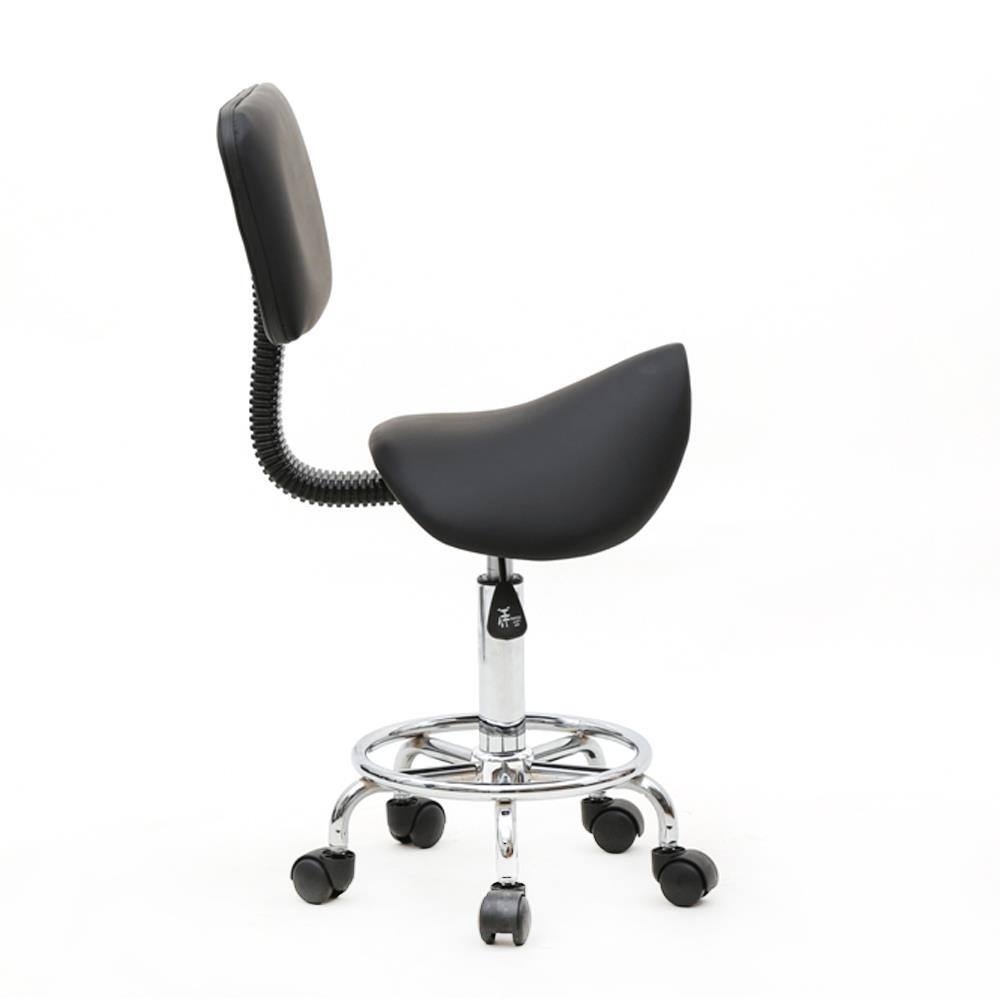 Back. Winado - Hydraulic Saddle Stool SPA Salon Rolling Chair Height Adjustable 360° Swivel Chair With Backrest for Beauty Massage Spa - Black.