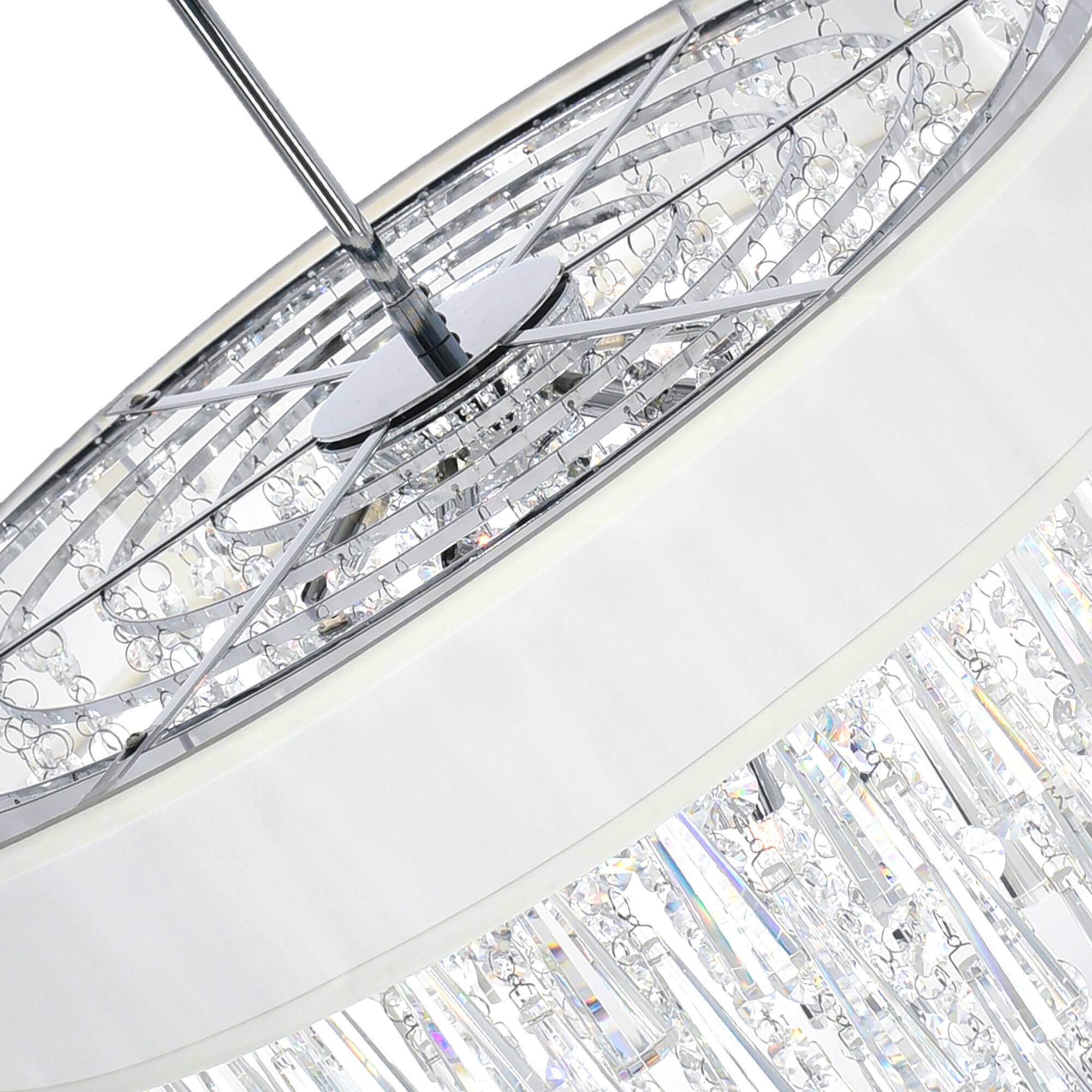 Back. CWI Lighting - Franca 8 Light Drum Shade Chandelier With Chrome Finish - Off White.