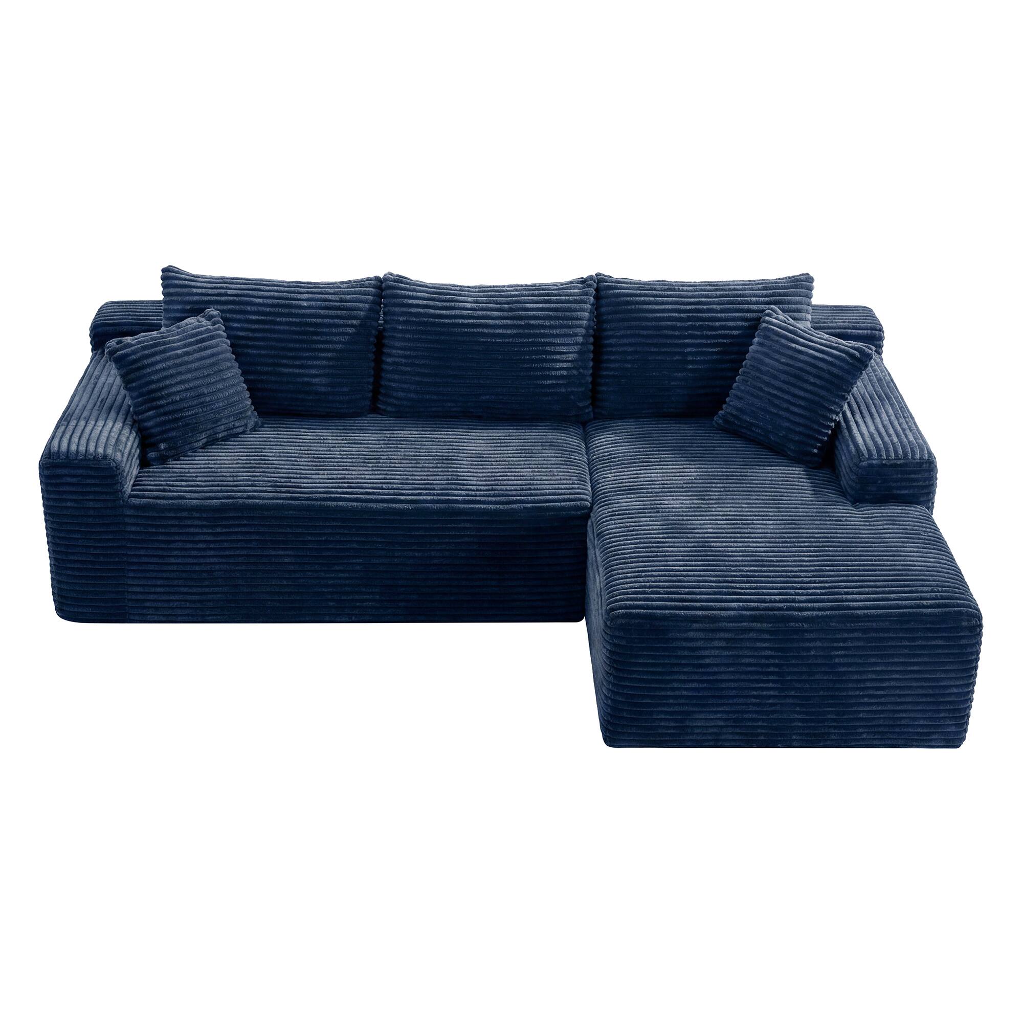 Alt View 1. Anysun - 107" Rabbit Hair Modular Cloud L-Shaped Sofa w/ Recliner, Modern Sleeper, Deep Seat, No Assembly Needed - Blue.
