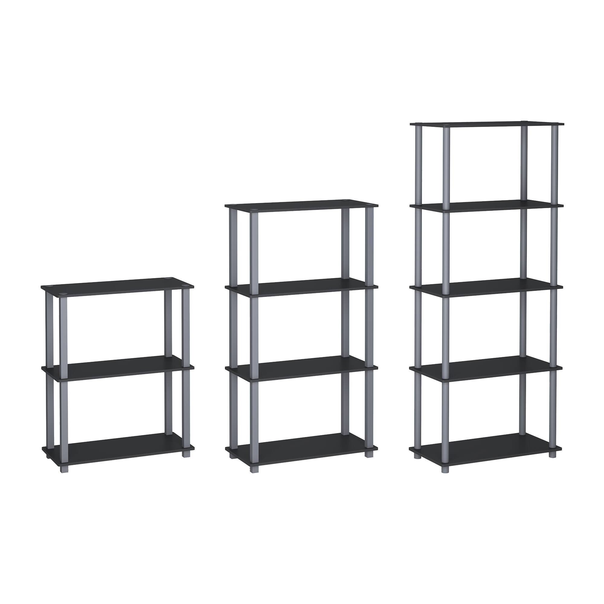 Back. HOMLUX - 5-Tier 57.4" Open Shelf Bookcase Compact Storage Bookshelf for Living Room Bedroom Office Black & Gray - Black & Gray.