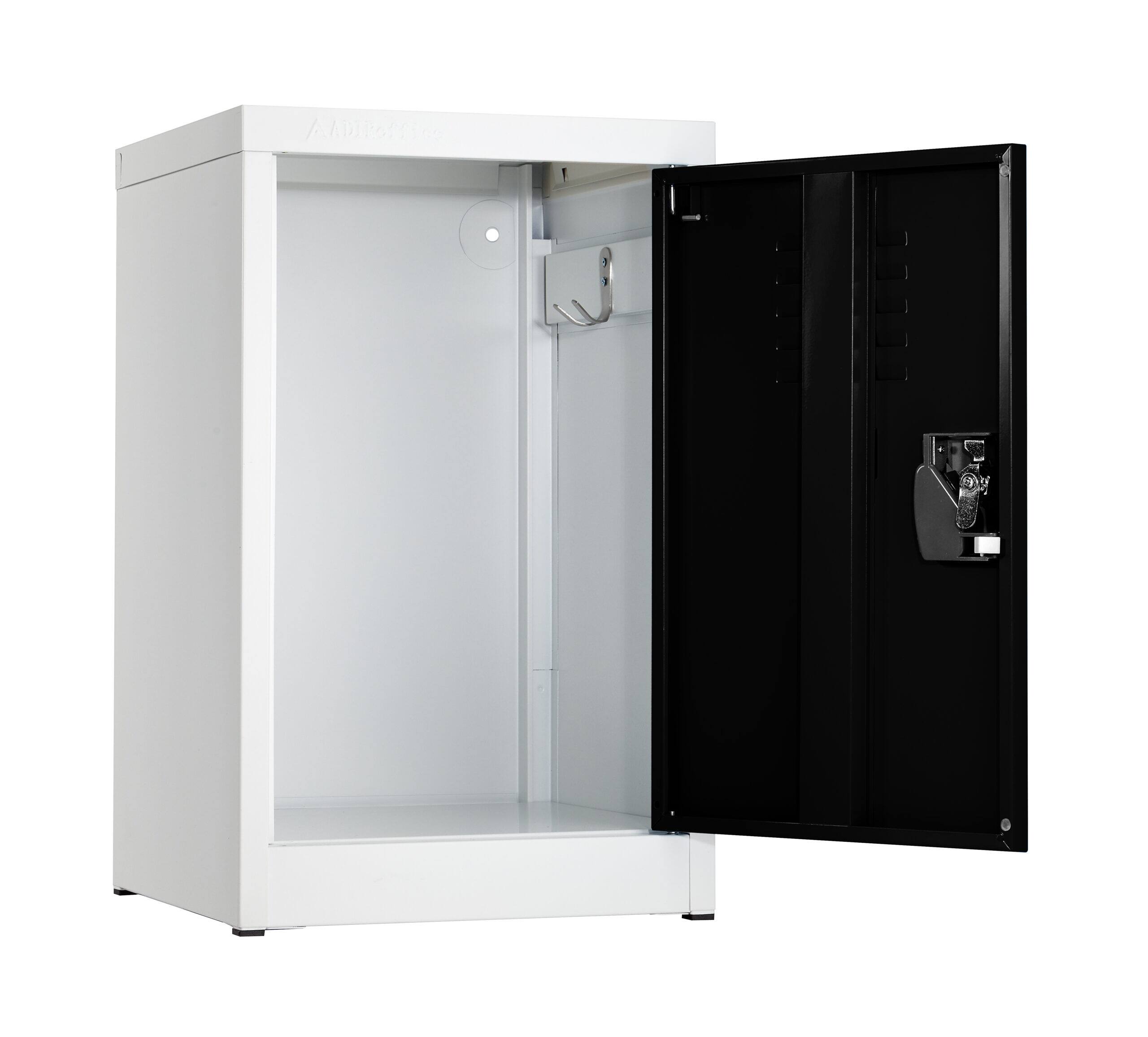 Left. AdirOffice - Storage Locker 629-Series 24" H 1-Tier Steel Locker with Key Lock - Black.