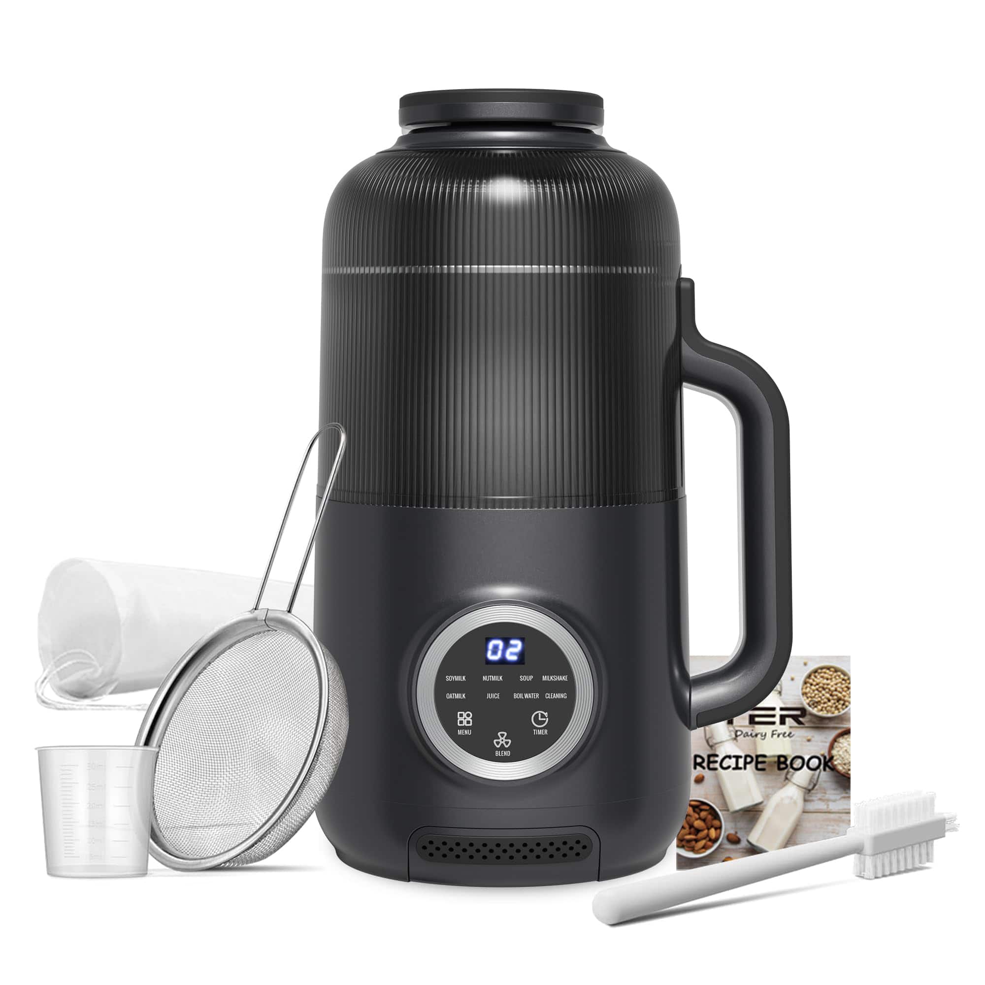 GlowWise - 10-in-1 40oz Nut Milk Maker for Almond/Oat/Soy/Coconut/Juice/Soup with Auto-Clean/Keep Warm - Black