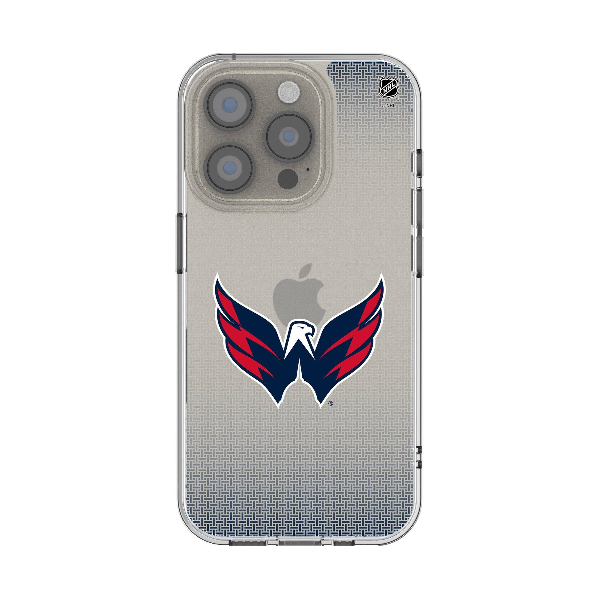 Front. Keyscaper - Washington Capitals Linen Logo iPhone Clear Case - 14 Pro - Multicolor.