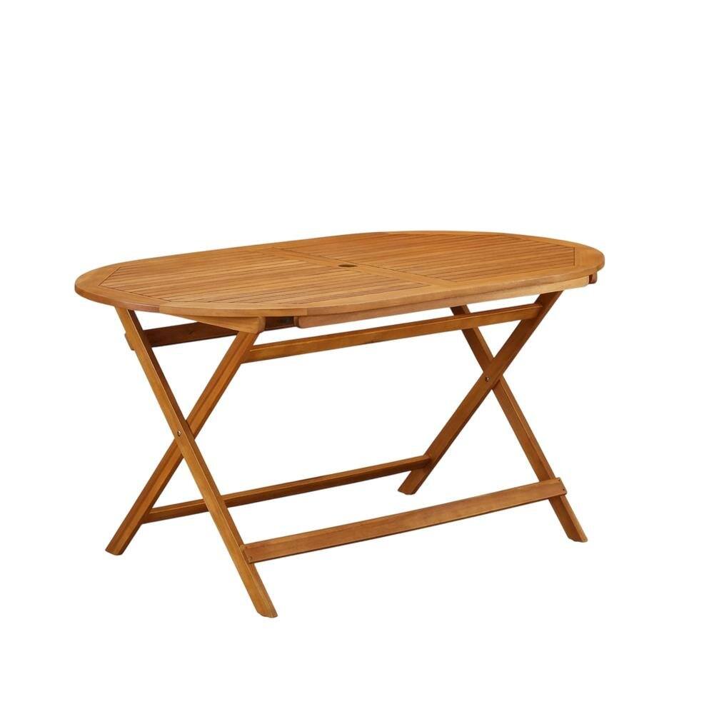 Back. Outdoor Escape - Wooden Patio Set - Dining Table and 4 Outdoor Chairs - Brown.