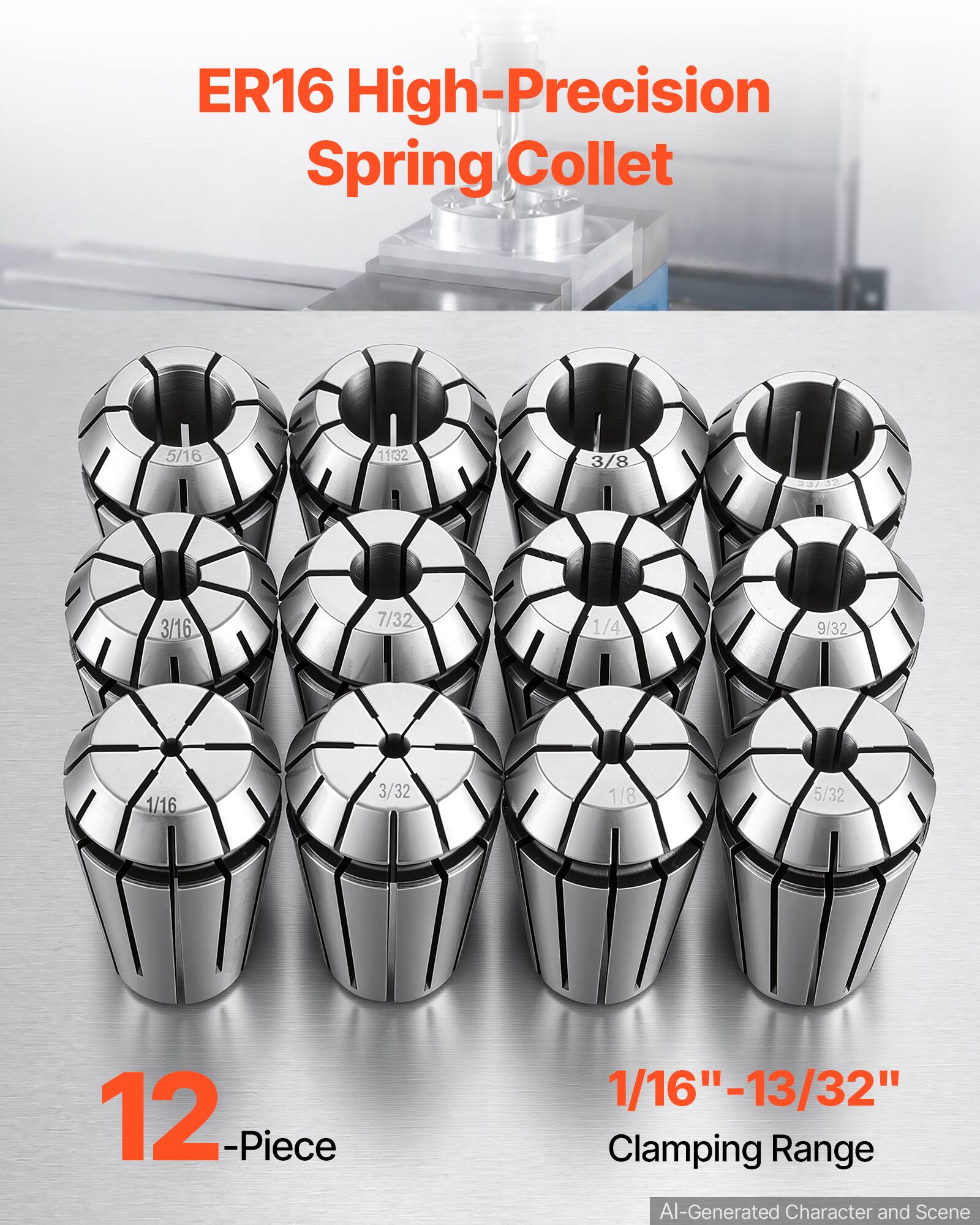 ER16 High-Precision Spring Collet

5/16
11/32
3/8
23/32
3/16
7/32
1/4
9/32
1/16
3/32
1/8
5/32

12-Piece

1/16" - 13/32" Clamping Range

AI-Generated Character and Scene
