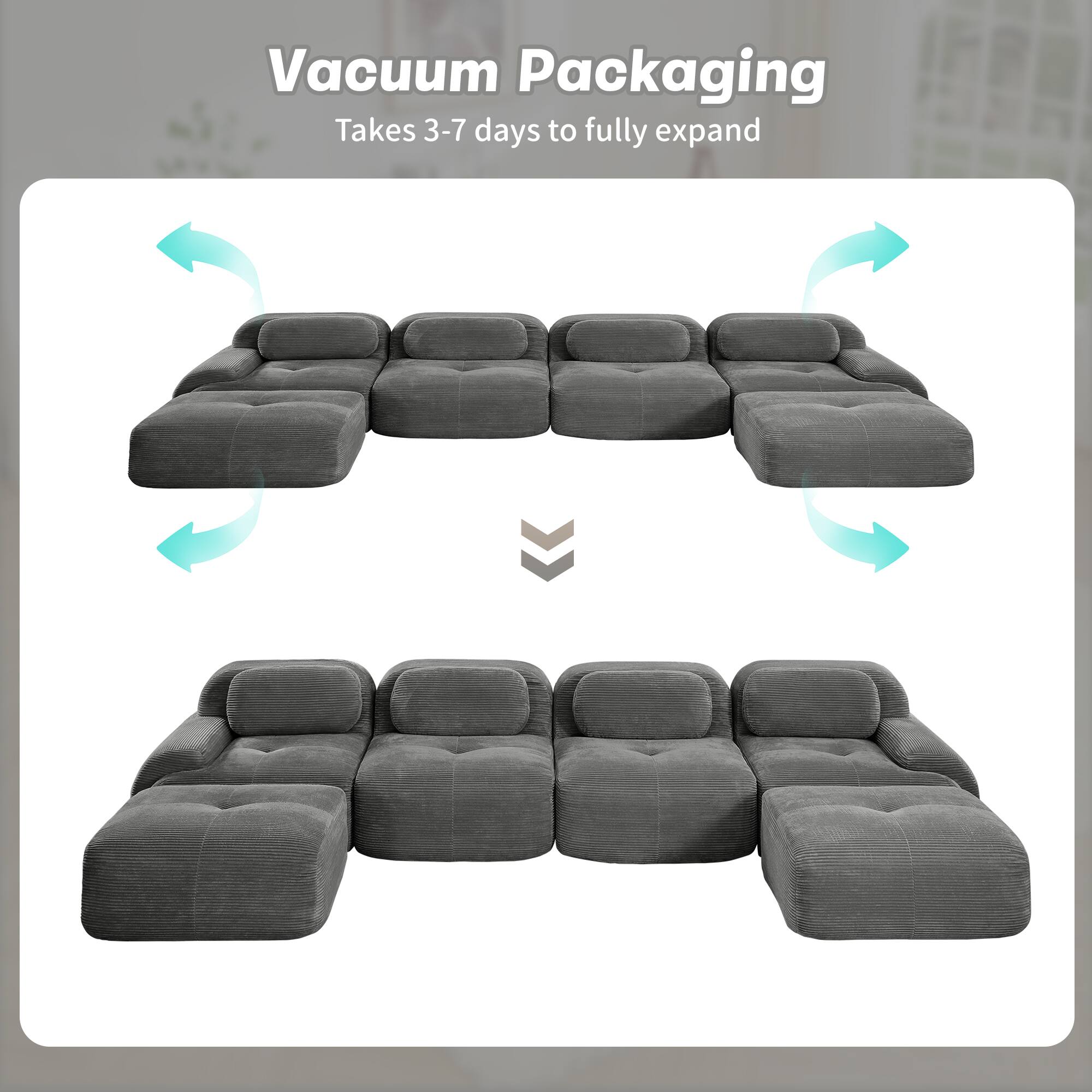 Vacuum Packaging  
Takes 3-7 days to fully expand