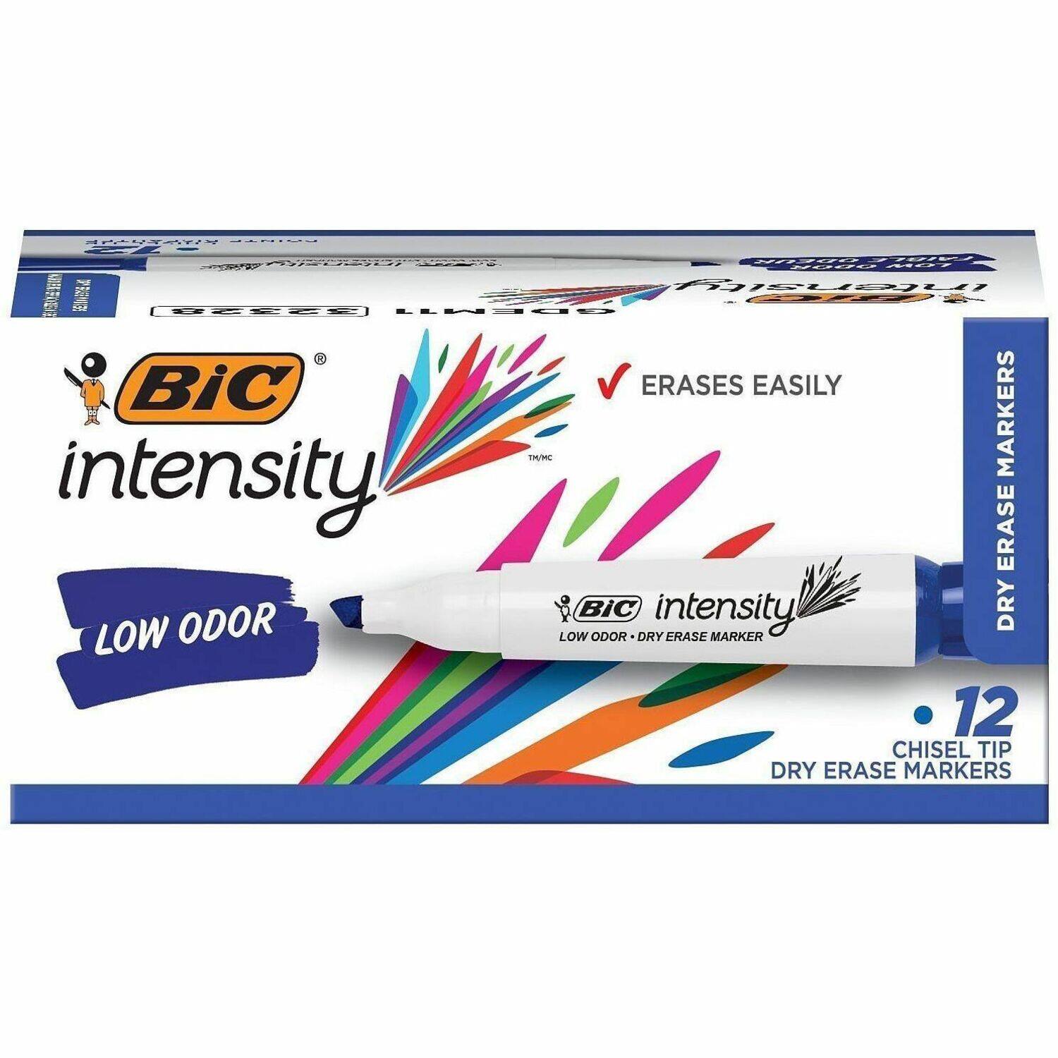 BIC intensity - Intensity DRY ERASE MARKERS

- ERASES EASILY
- LOW ODOR
- 12 CHISEL TIP DRY ERASE MARKERS