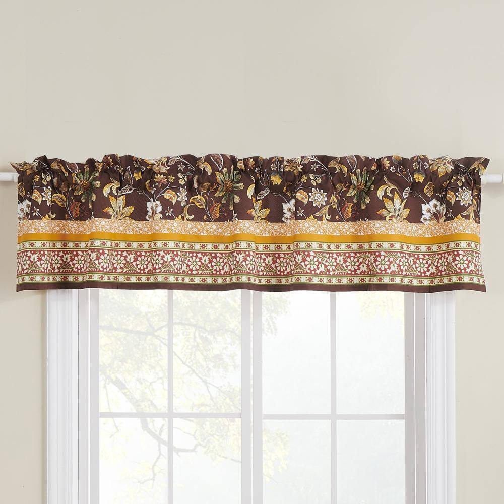 Angle. Barefoot Bungalow - Barefoot Bungalow Audrey Valance Window Treatment84x16", Chocolate - Chocolate.
