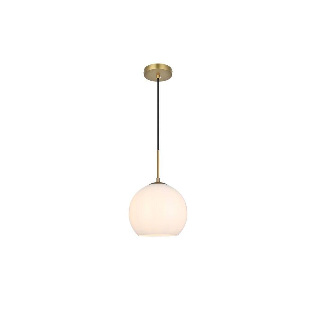 Alt View 1. Living District - Baxter 10 Inch Pendant Frosted White Shade in Satin Gold - Satin Gold And Frosted White.