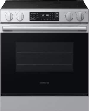 Samsung - 30 in. Wide 4 Elements Bespoke 6.3 cu. ft. Smart Slide-In Electric Range with No Preheat Air Fry Max - Stainless Steel