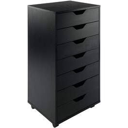 SlickBlue - Scandinavian 7-Drawer Tall Storage Chest for Home and Office - Black