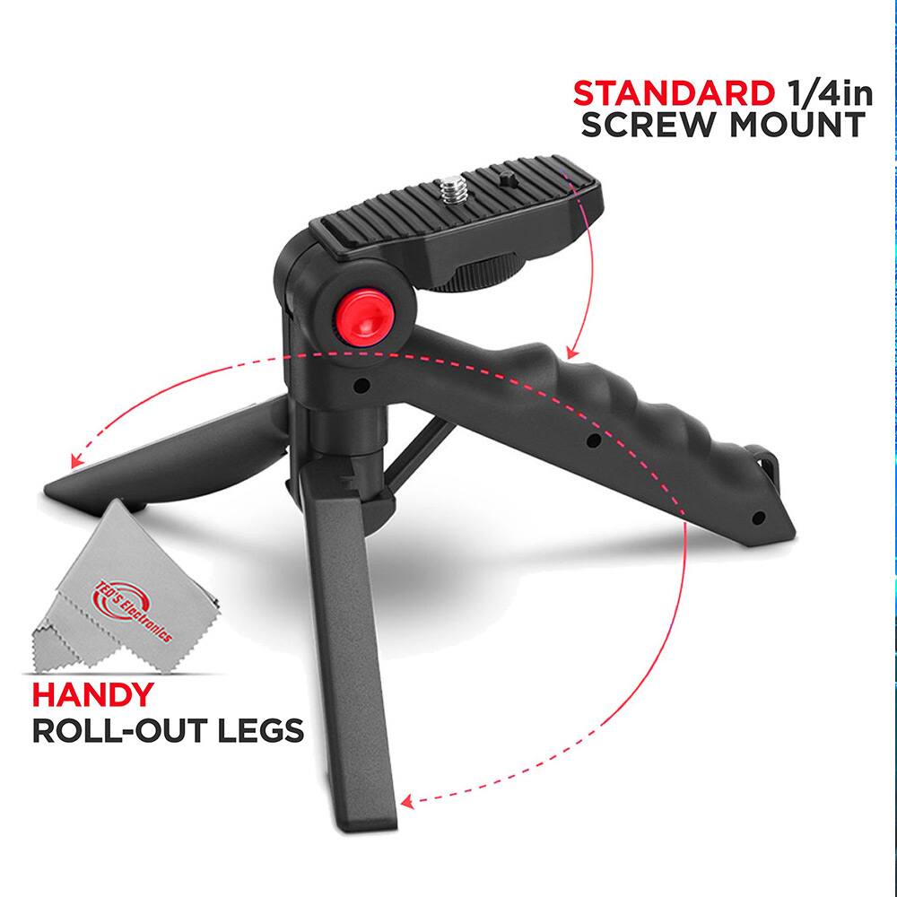 STANDARD 1/4in SCREW MOUNT

HANDY ROLL-OUT LEGS