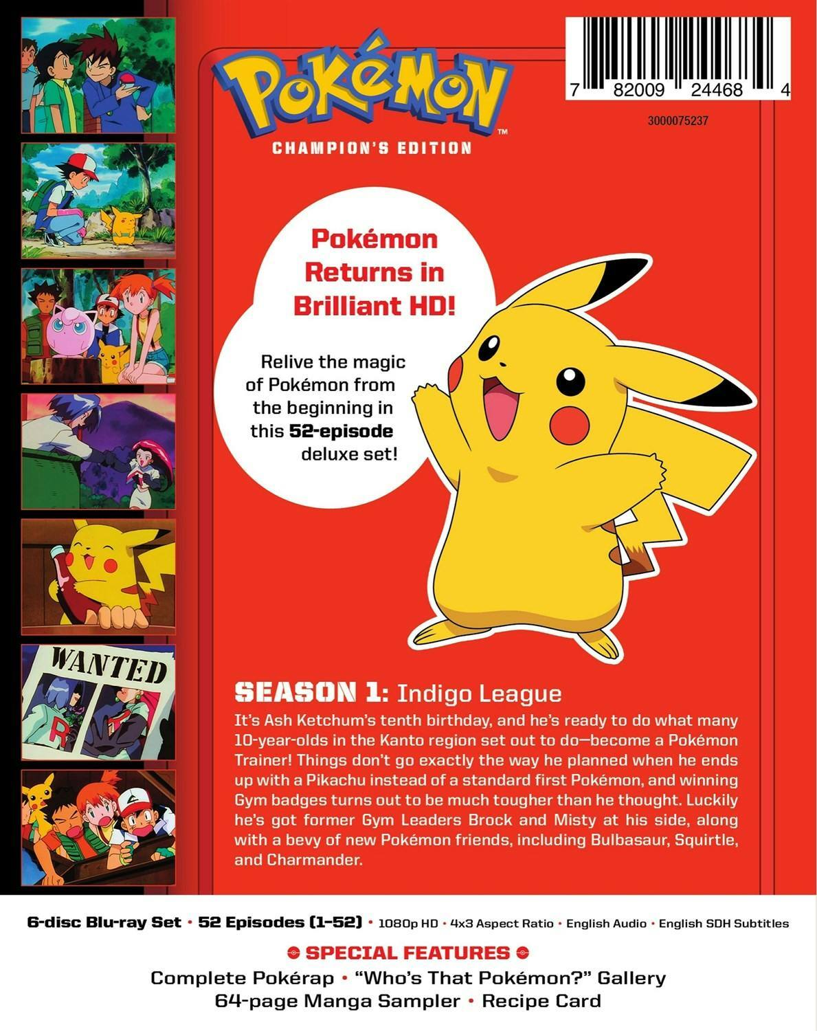 Back. Pokemon: Indigo League - Season 1 Champion's Edition (Blu-ray Special Edition) [Blu-ray].