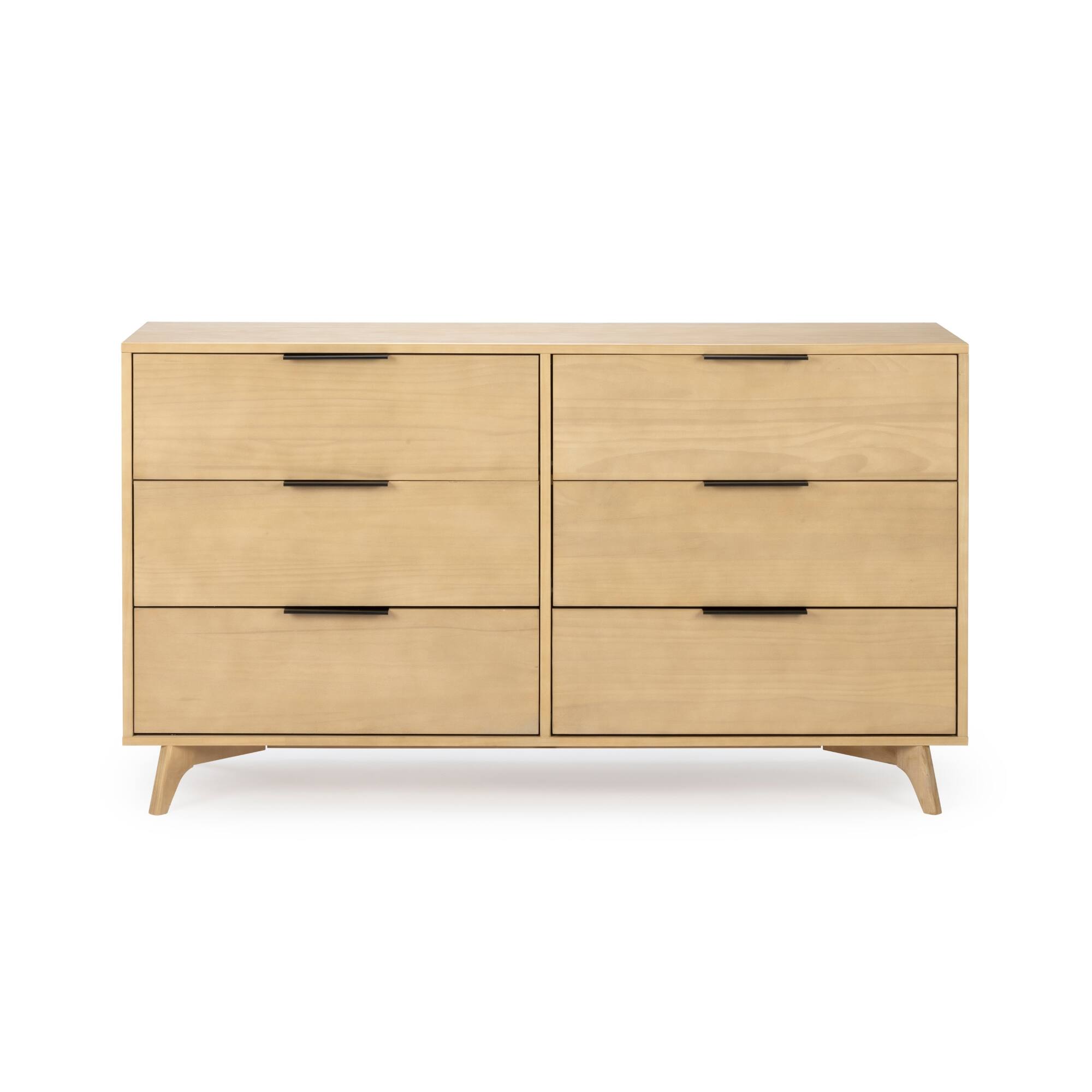 Alt View 5. Plank+Beam - Haven 6 Drawer Dresser with Black Handle, Blonde - Blonde.