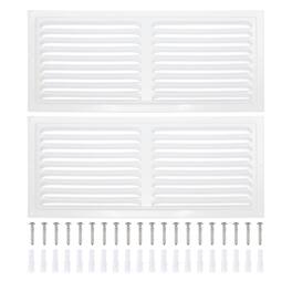 Unique Bargains - 8x16" Attic Vent Soffit Vent, 2pcs Aluminum Alloy Rectangular HVAC Air Vent Cover, Metal Return Grille Louver - White