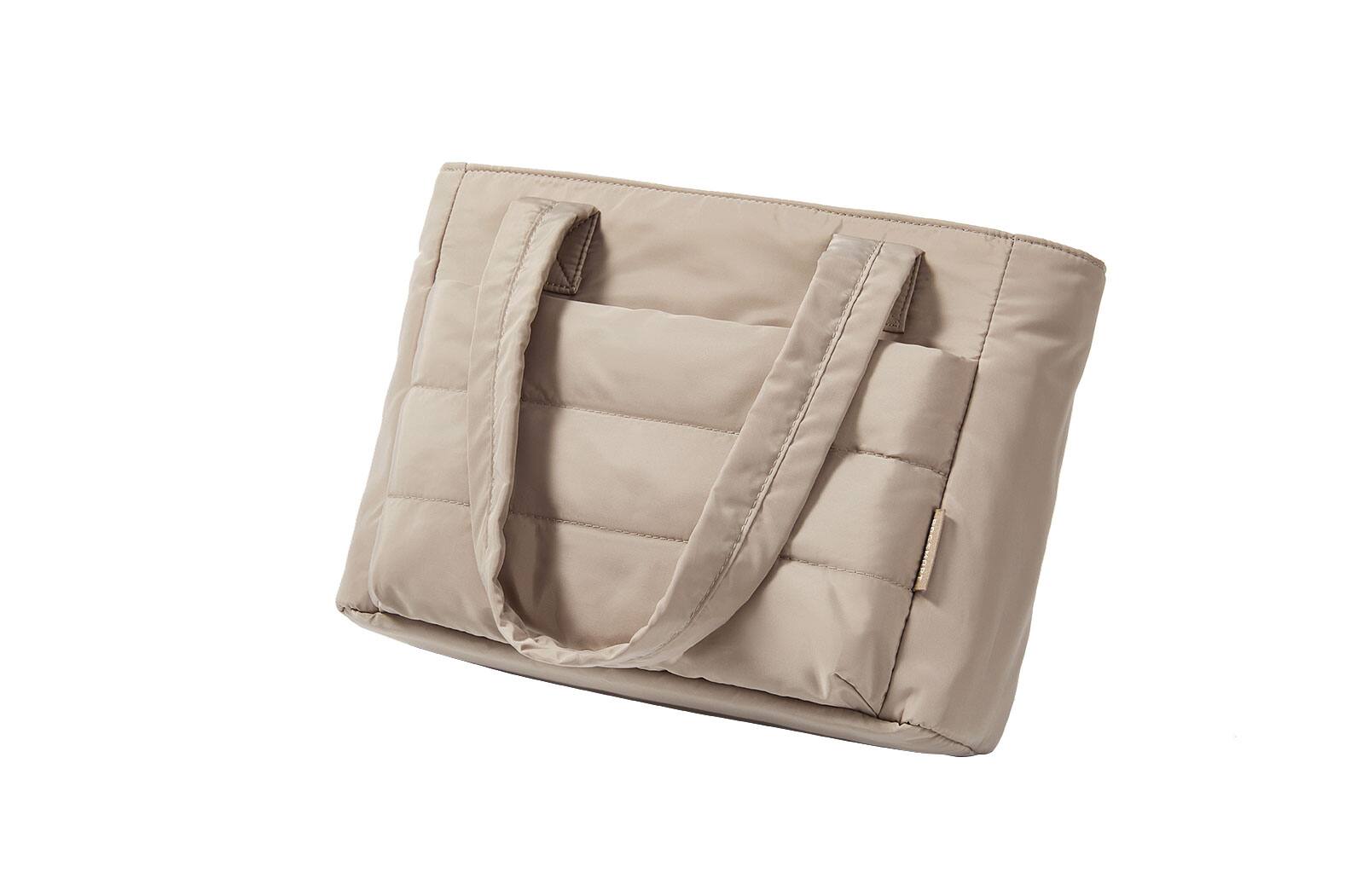 Alt View 5. Bagsmart - Puffer 8.3L Small Tote, Lightweight Water-Resistant Tote with 13.1" Laptop Compartment for Daily Commute - Khaki.