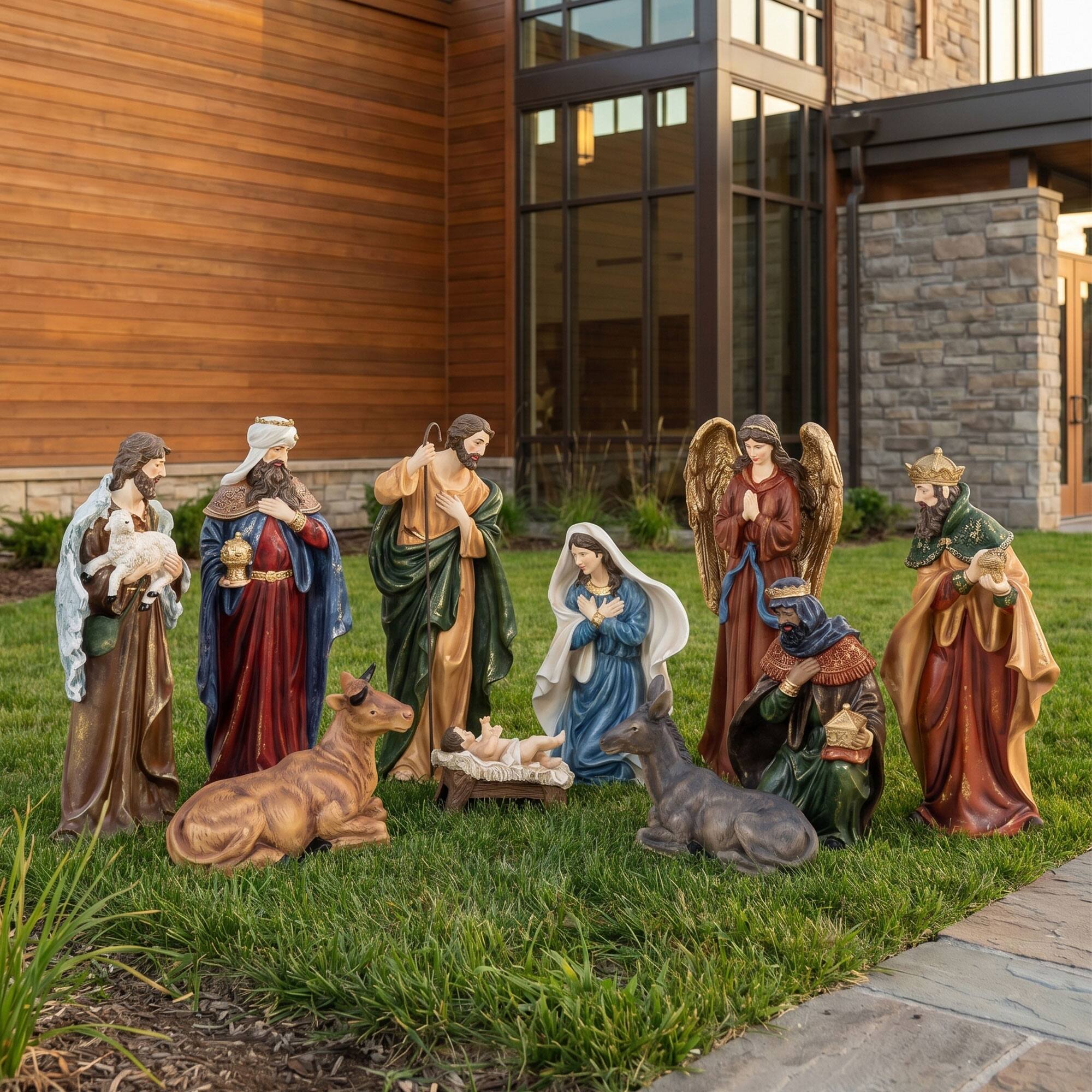 Alt View 4. Glitzhome - 23.75"H Majestic Oversized Resin Nativity Figurine Set - Multi-Colored.