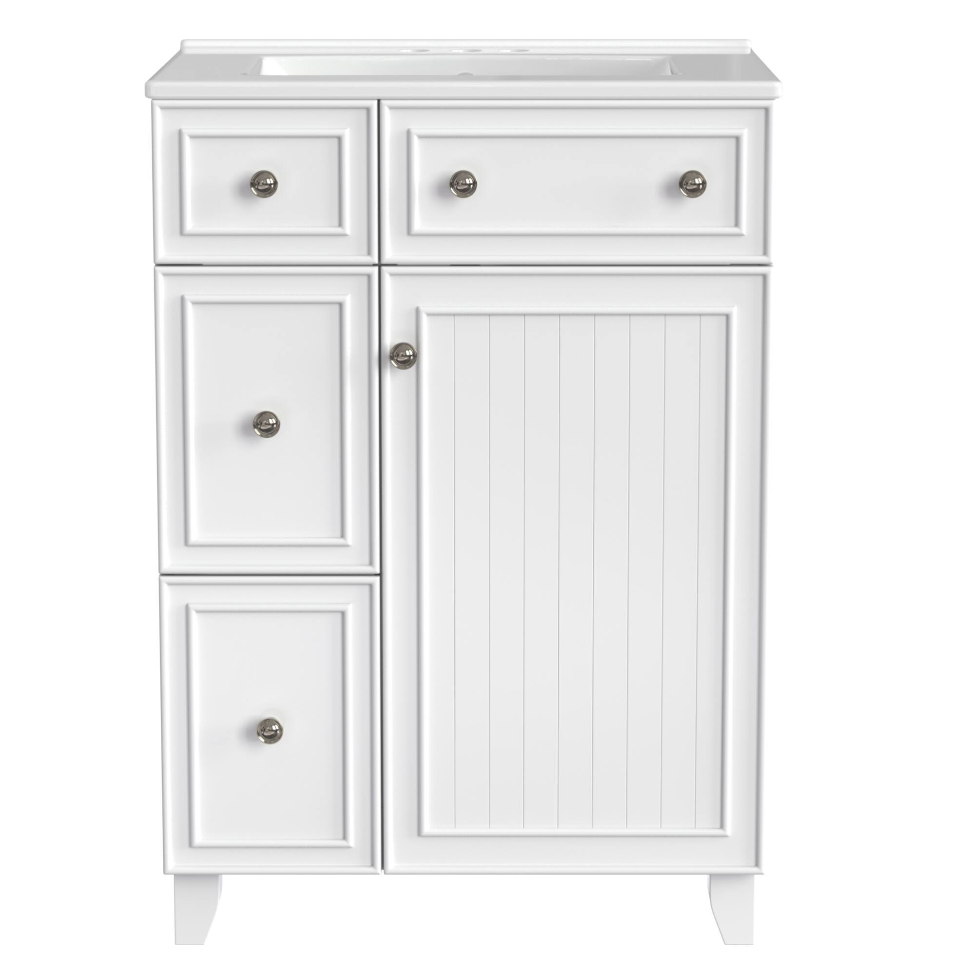 Alt View 6. ELEMENT ACE - Compact 24-Inch Bathroom Vanity Cabinet with Ceramic Sink and Ample Storage Space - White.