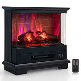 Costway - 27" Electric Fireplace Heater Freestanding 1400W Remote Control Timing Function - Black
