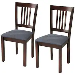 Homcom - Chairs Set of 2, Upholstered Kitchen Chairs with Rubberwood Frame - Espresso and Gray
