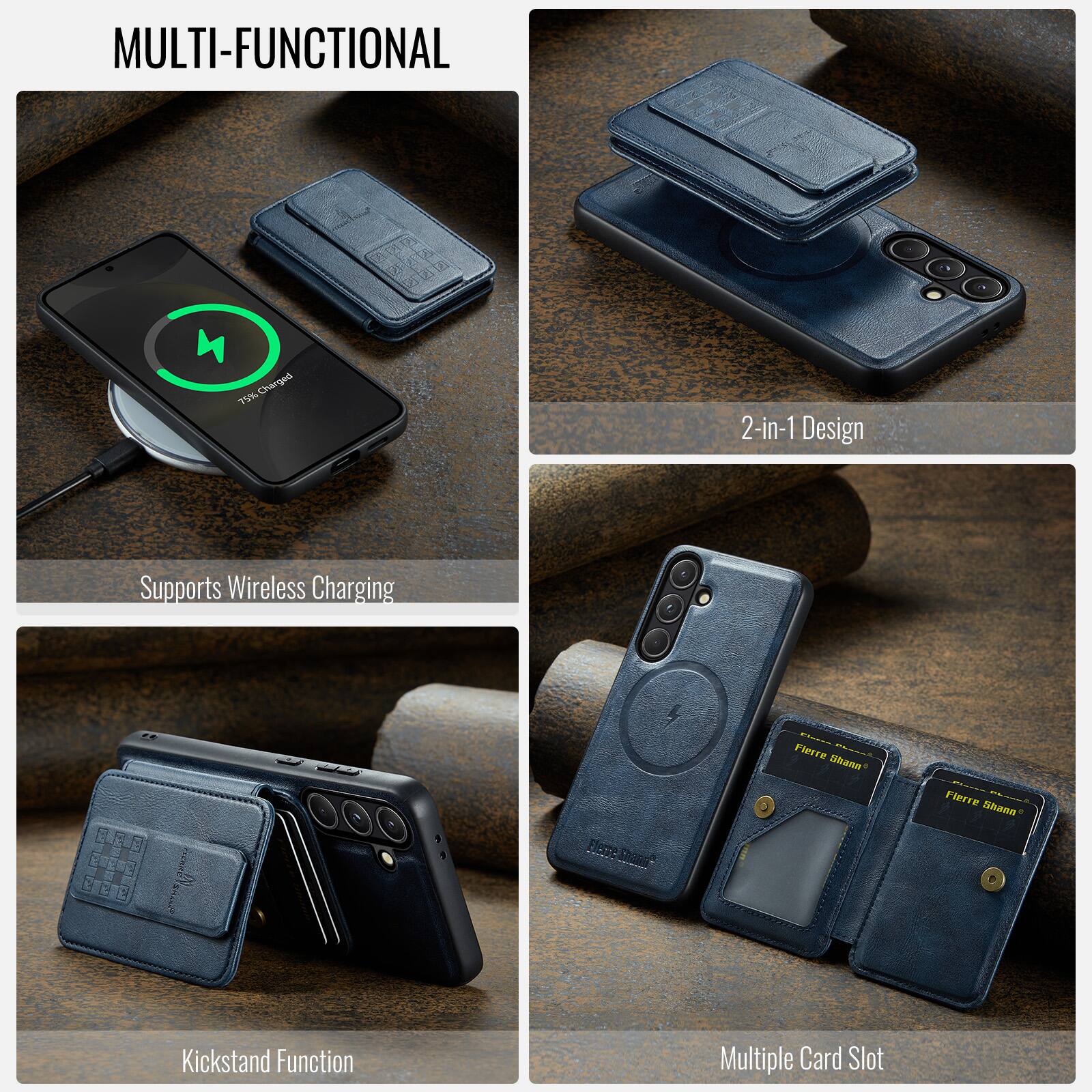 MULTI-FUNCTIONAL

- 75% Charged
- 2-in-1 Design
- Supports Wireless Charging
- Kickstand Function
- Multiple Card Slot