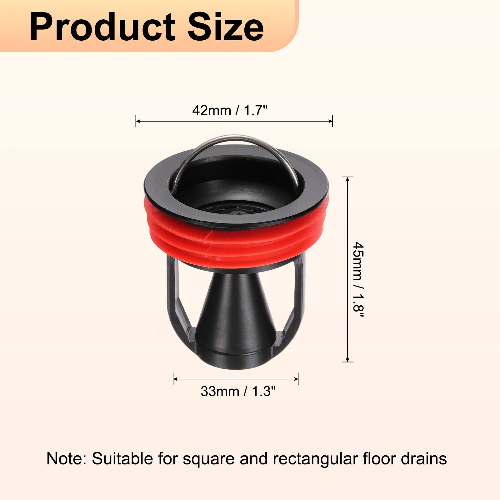 Product Size

42mm / 1.7"  
45mm / 1.8"  
33mm / 1.3"  

Note: Suitable for square and rectangular floor drains