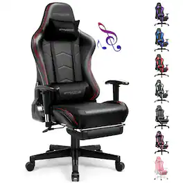 GTPlayer - Music Video Gaming Chair with Speaker Office Computer Chairs - Black
