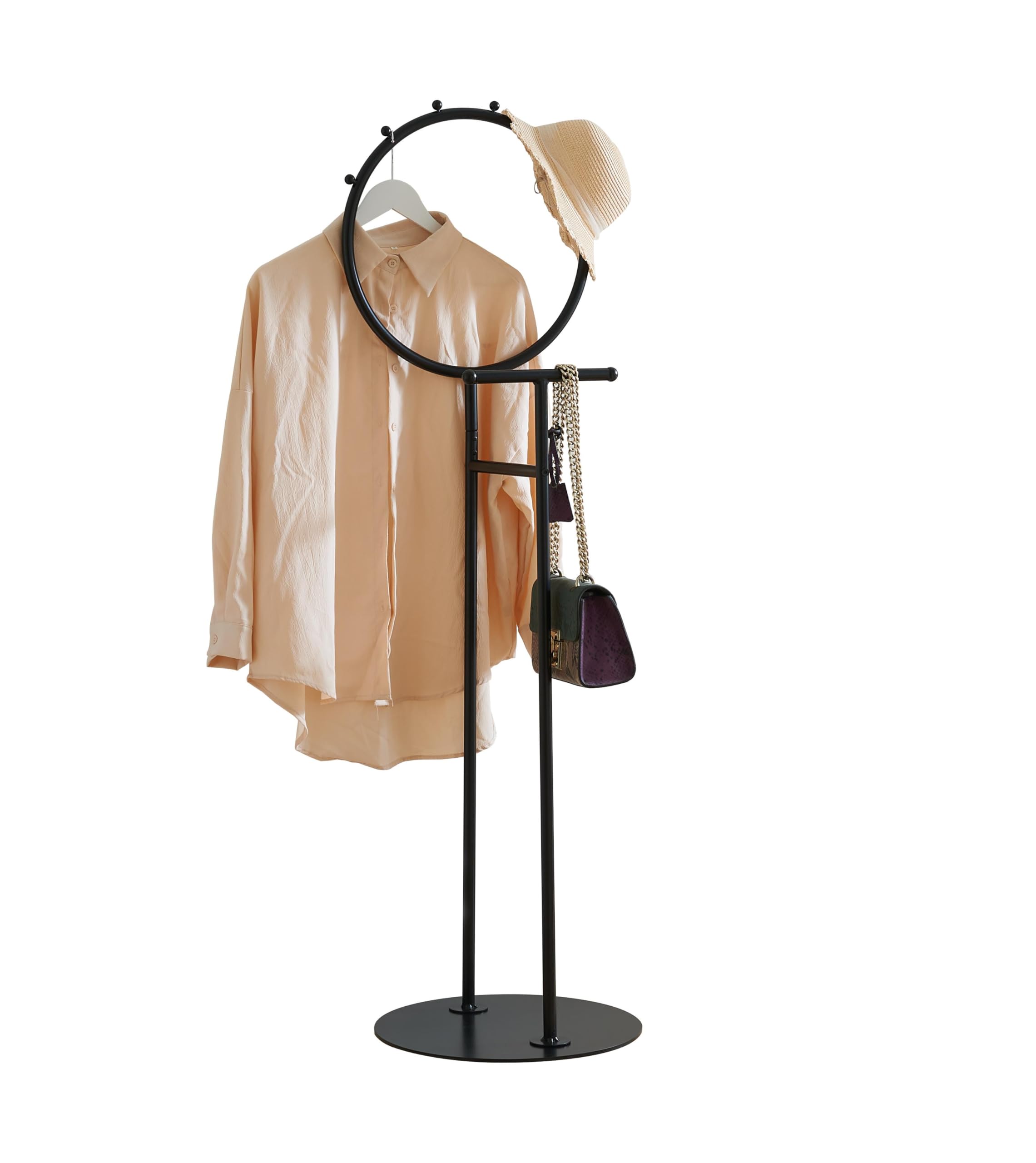 Angle. Kings Brand Furniture - Kings Brand Furniture Cheska Suit Valet Stand with Circular Frame - Black.