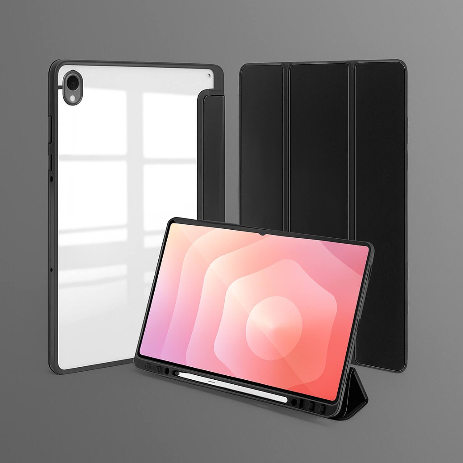 Alt View 4. SaharaCase - Samsung Galaxy Tab S11 Folio Case | Transparent Back | Slim & Durable | Venture Series - Sorpion Black.
