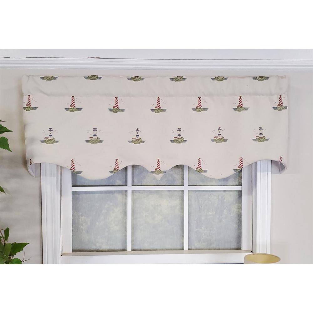 Angle. RLF Home - RLF Home Modern Design Classic Lighthouse Regal Style Window Valance 50" x 17" Vanilla - Vanilla.