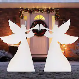 Best Choice Products - 3ft Set of 2 Christmas Angel Yard Decorations w/ Weather-Resistant PVC, 4 Stakes - White