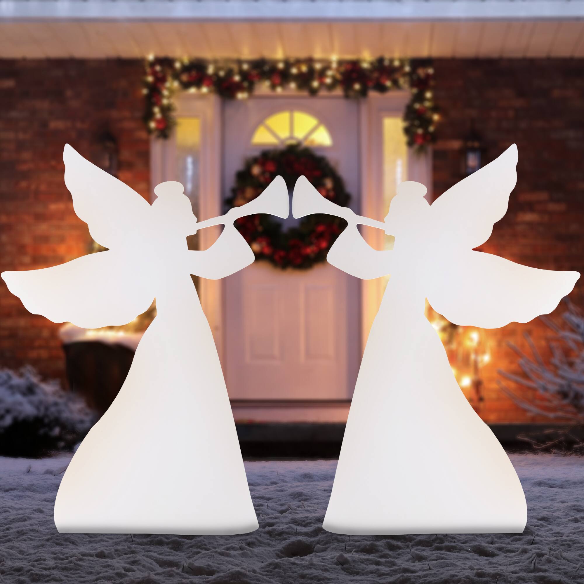 Best Choice Products - 3ft Set of 2 Christmas Angel Yard Decorations w/ Weather-Resistant PVC, 4 Stakes - White