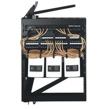 Front. Middle Atlantic - SFR-12-24 (12SP/24D SWING FRAME RACK) - Black.