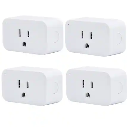 Front. RTMB - Smart Plug 4-Pack 15A, Zigbee Outlet with Timer, Hub Required - White.