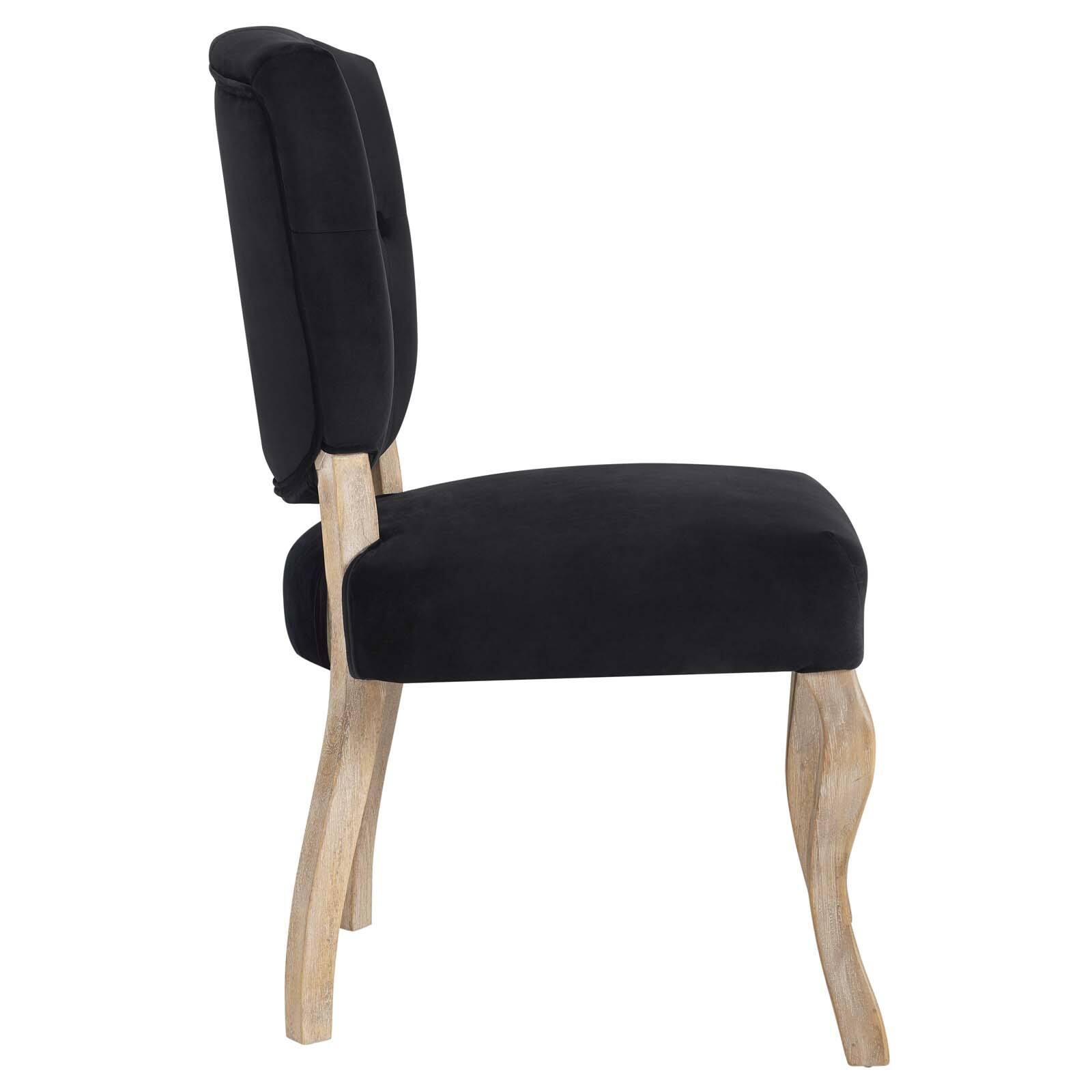 Left. Modway - Array Vintage French Performance Velvet Dining Side Chair by Modway - Black.