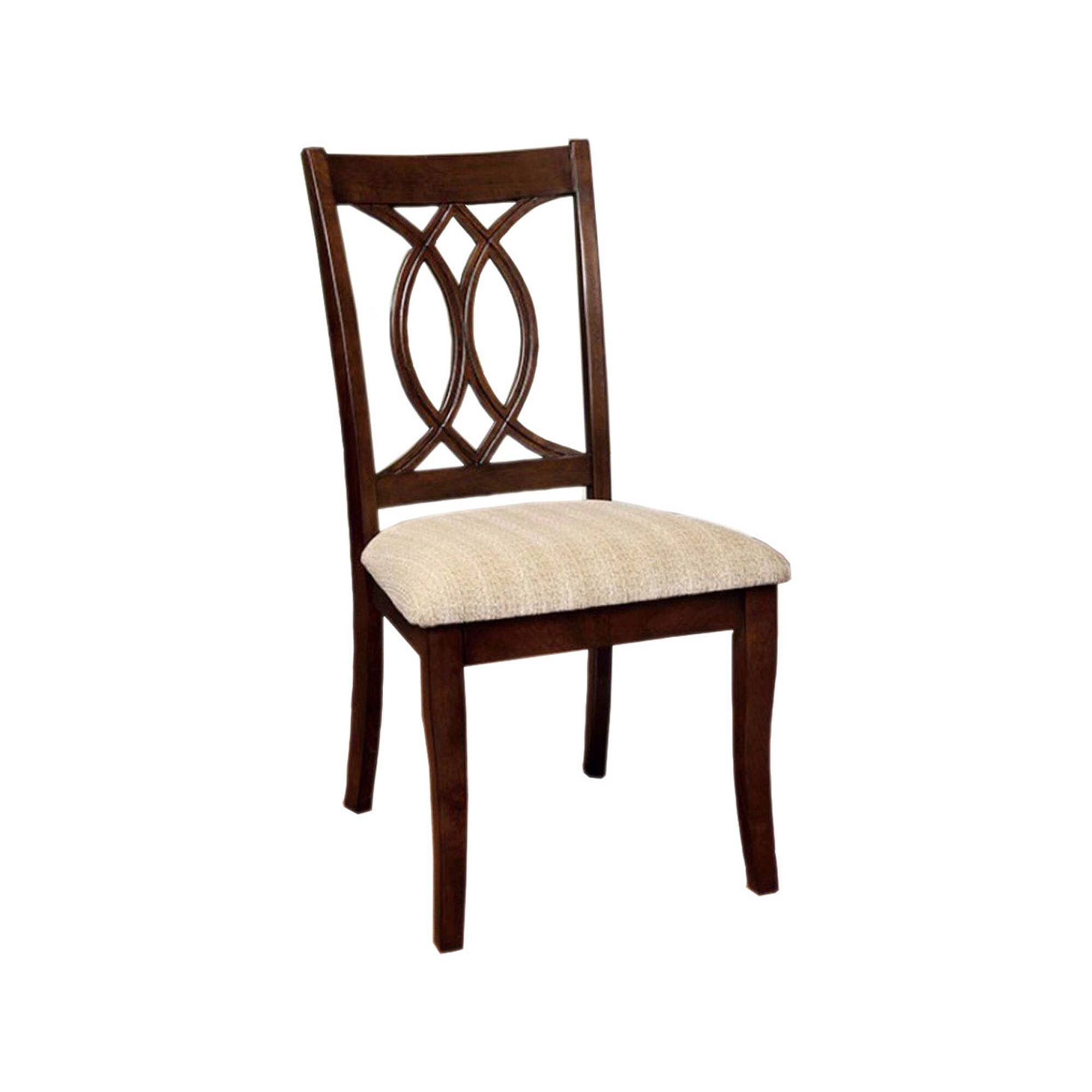 Front. Manhattan Lane - Fabric Upholstered Side Chair with Cut Out Back, Set of 2 - Beige and Brown.