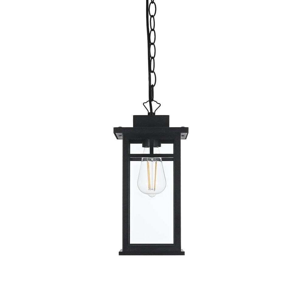 Left. Elegant Lighting - Mercer 7 inch Outdoor Pendant in Black - Black.