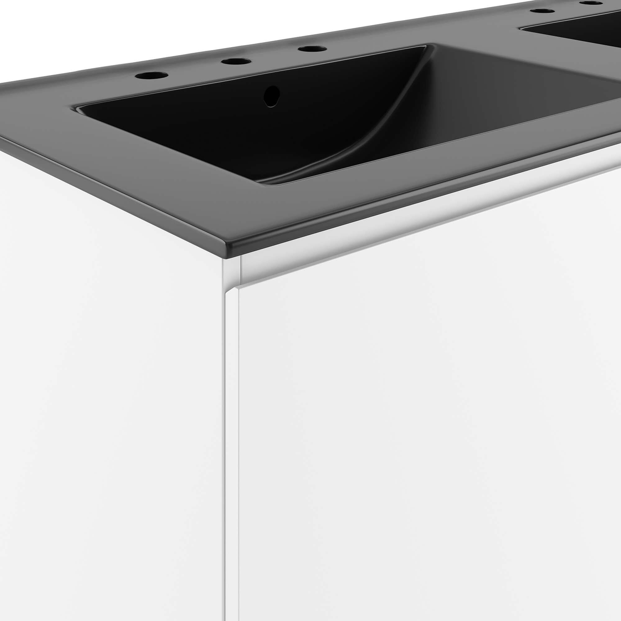 Alt View 5. Modway - Bryn Wall-Mount Bathroom Vanity Basin Included - White Black.