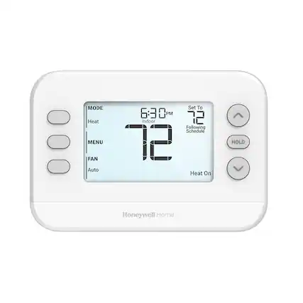 MODE Heat MENU FAN Auto Set To 6:30 PM 72 Indoor Following Schedule 2 Heat On HOLD Honeywell Home