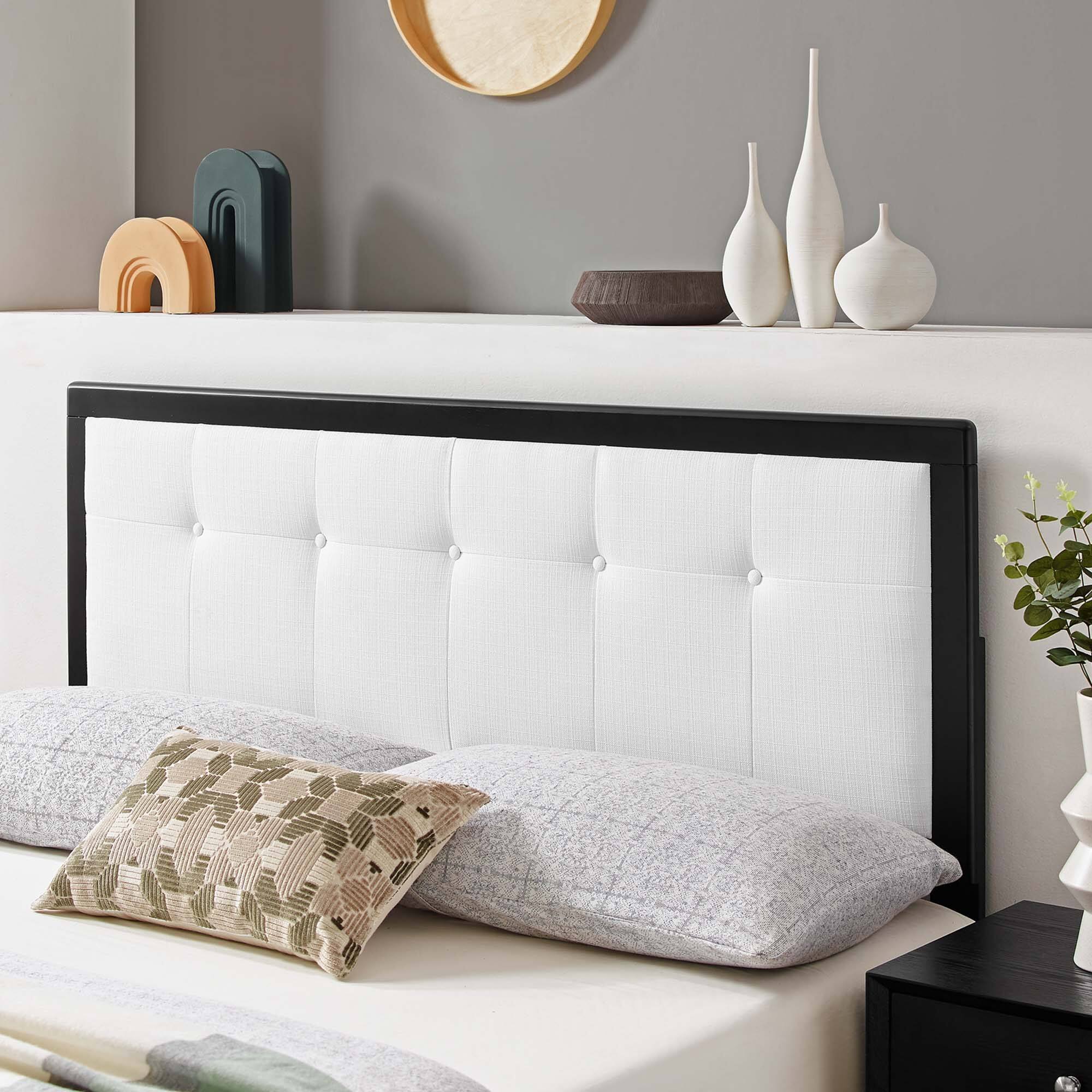 Alt View 1. Modway - Draper Tufted Fabric and Wood Queen Headboard by Modway - White.