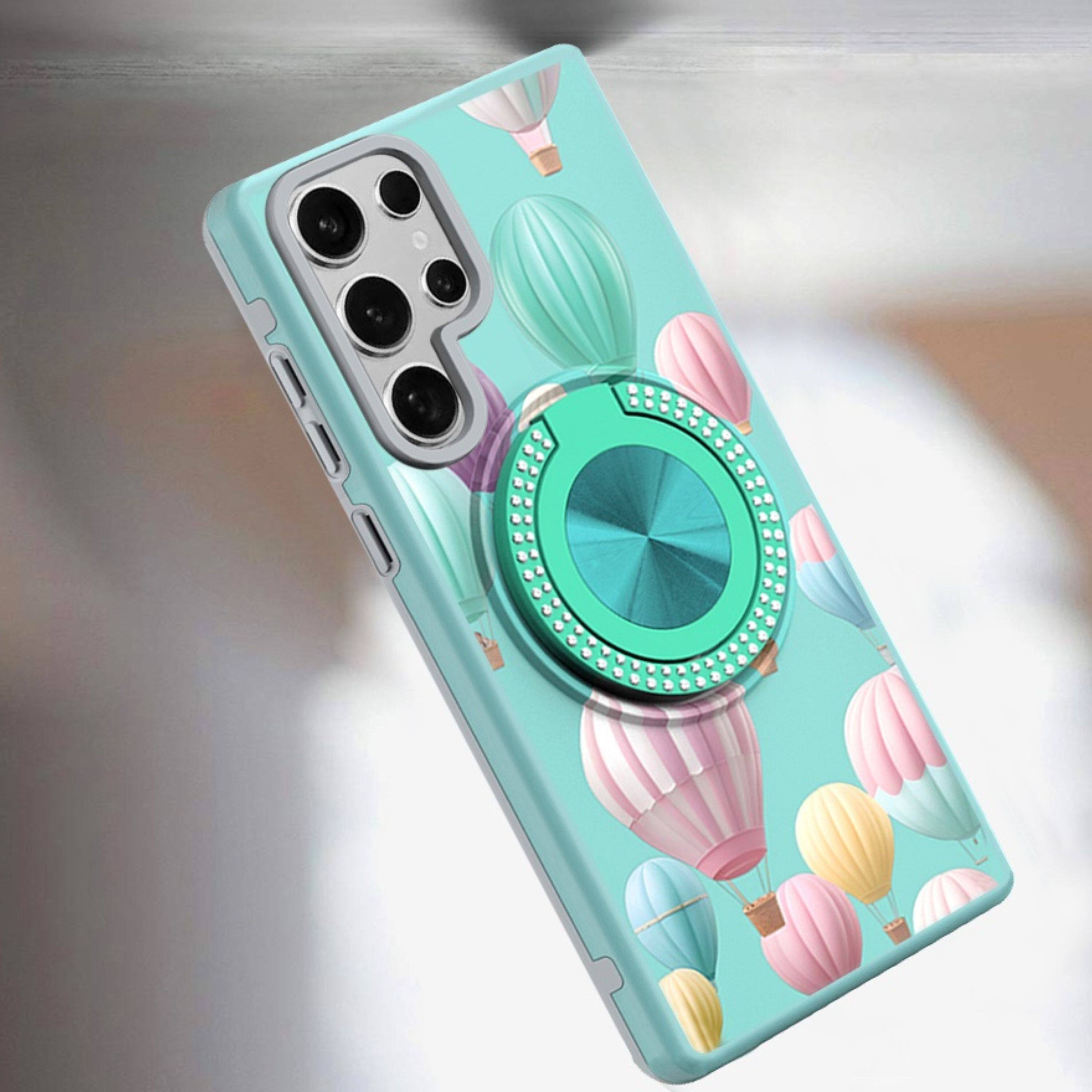 Kitcheniva Printed Design Case With Bling 360 Stand Plus Tempered Glass ...