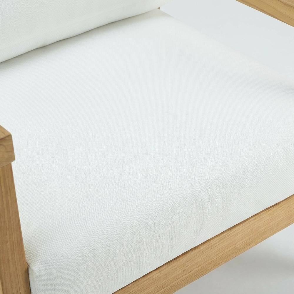 Alt View 1. Outdoor Escape - Outdoor Patio Teak Armchair With Cushioned Seating And Comfortable Back Support - White.