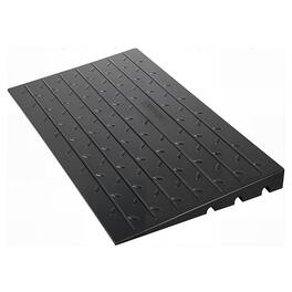 VEVOR - Rubber Threshold Ramp, 4\" Rise Threshold Ramp Doorway, 3 Channels Cord Cover Rubber Solid Threshold Ramp, Rubber Angled - Black
